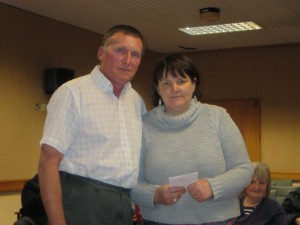 Lincolnshire IA Autumn Meeting Saturday 15th November 2014. Chairman Fred Cooper presenting a gift to the outgoing Treasurer Helena Burman